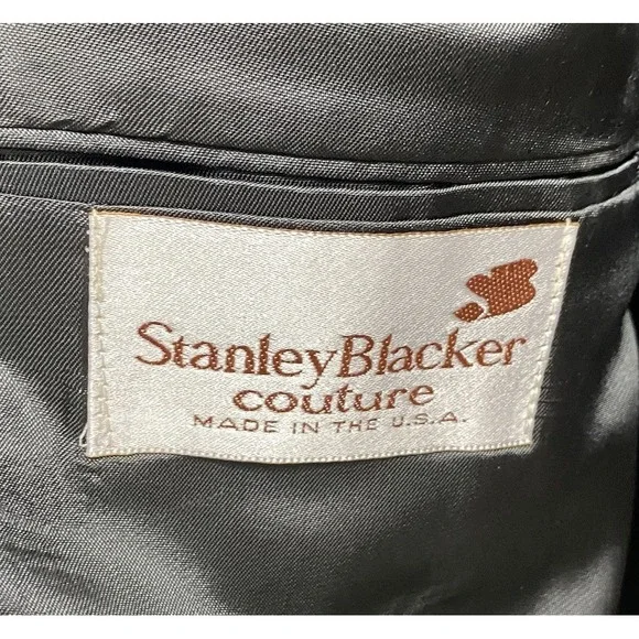 Vintage‎ Stanley Blacker Men Dark Gray Blazer Sport Coat 100% Worsted Wool 42R